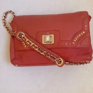 JUICY COUTURE Vintage Leather Jewelled Coral Pink Crossbody Bag